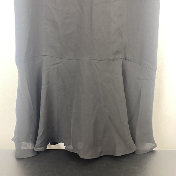 Banana Republic Women's Flouncy Midi Dress Size 2 Black Ruffle Slip V Neck - Picture 2 of 11